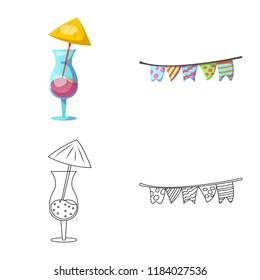 Vector design of party and birthday icon. Collection of party and celebration stock symbol for web.