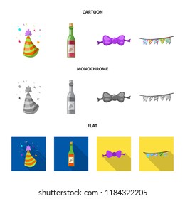 Vector design of party and birthday icon. Collection of party and celebration stock symbol for web.