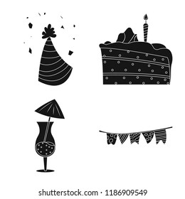 Vector design of party and birthday icon. Set of party and celebration stock vector illustration.
