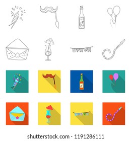 Vector design of party and birthday icon. Collection of party and celebration stock symbol for web.