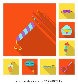 Vector design of party and birthday icon. Set of party and celebration vector icon for stock.