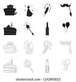 Vector design of party and birthday icon. Set of party and celebration stock vector illustration.