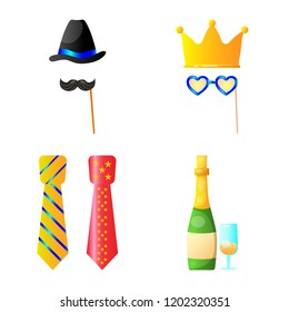 Vector design of party and birthday icon. Set of party and celebration stock vector illustration.