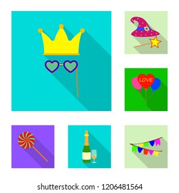 Vector design of party and birthday icon. Collection of party and celebration stock symbol for web.
