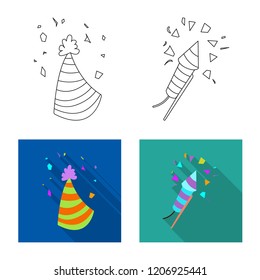 Vector design of party and birthday icon. Set of party and celebration stock vector illustration.