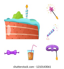 Vector design of party and birthday icon. Collection of party and celebration stock vector illustration.