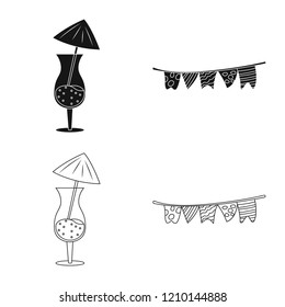 Vector design of party and birthday icon. Collection of party and celebration stock vector illustration.