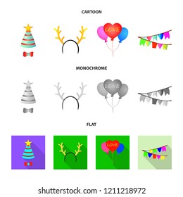 Vector design of party and birthday icon. Collection of party and celebration vector icon for stock.
