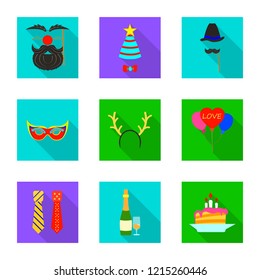 Vector design of party and birthday icon. Set of party and celebration vector icon for stock.
