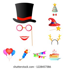 Vector design of party and birthday icon. Collection of party and celebration vector icon for stock.