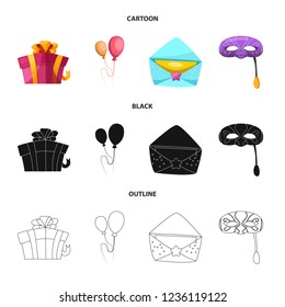 Vector design of party and birthday icon. Collection of party and celebration vector icon for stock.