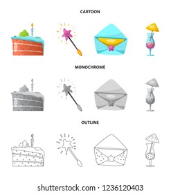 Vector design of party and birthday icon. Collection of party and celebration stock vector illustration.