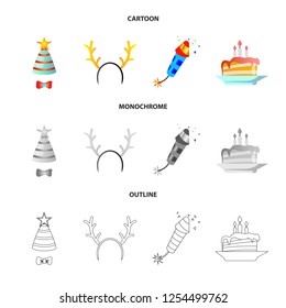 Vector design of party and birthday icon. Set of party and celebration stock vector illustration.