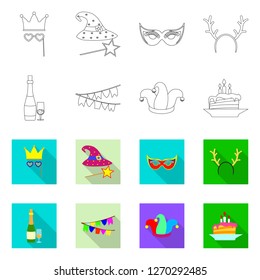 Vector design of party and birthday icon. Collection of party and celebration stock vector illustration.