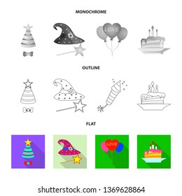 Vector design of party and birthday icon. Collection of party and celebration stock symbol for web.