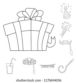 Vector design of party and birthday logo. Set of party and celebration stock vector illustration.