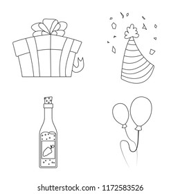 Vector design of party and birthday logo. Set of party and celebration stock vector illustration.