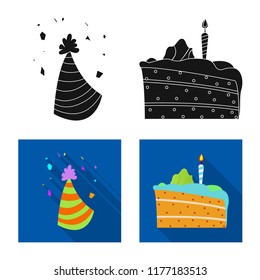 Vector design of party and birthday logo. Collection of party and celebration stock vector illustration.