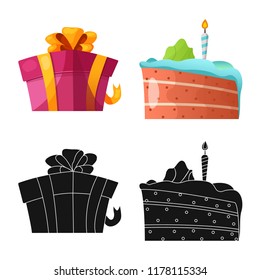 Vector design of party and birthday logo. Set of party and celebration vector icon for stock.