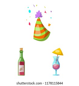 Vector design of party and birthday logo. Set of party and celebration vector icon for stock.