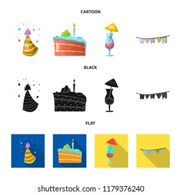 Vector design of party and birthday logo. Collection of party and celebration stock symbol for web.