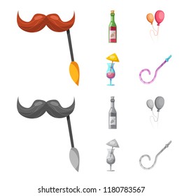 Vector design of party and birthday logo. Collection of party and celebration vector icon for stock.