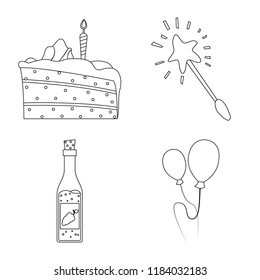 Vector design of party and birthday logo. Set of party and celebration stock symbol for web.