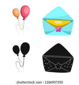 Vector design of party and birthday logo. Collection of party and celebration vector icon for stock.