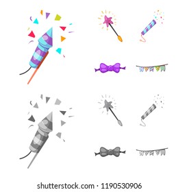 Vector design of party and birthday logo. Set of party and celebration stock vector illustration.