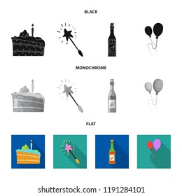 Vector design of party and birthday logo. Collection of party and celebration vector icon for stock.