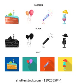 Vector design of party and birthday logo. Collection of party and celebration stock symbol for web.