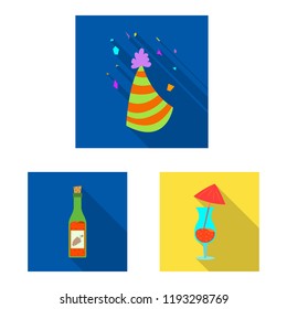 Vector design of party and birthday logo. Collection of party and celebration stock vector illustration.
