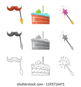 Vector design of party and birthday logo. Collection of party and celebration vector icon for stock.
