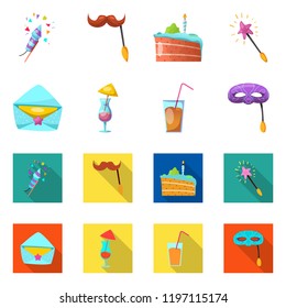 Vector design of party and birthday logo. Collection of party and celebration stock symbol for web.