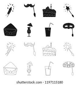 Vector design of party and birthday logo. Collection of party and celebration stock vector illustration.