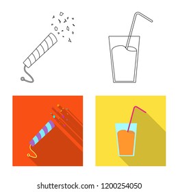 Vector design of party and birthday logo. Set of party and celebration stock vector illustration.