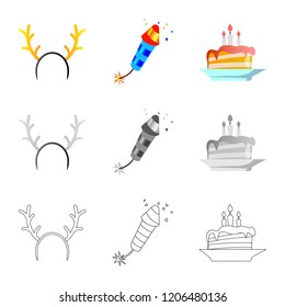 Vector design of party and birthday logo. Set of party and celebration vector icon for stock.