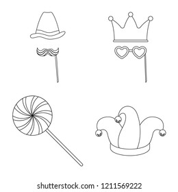 Vector design of party and birthday logo. Set of party and celebration stock symbol for web.