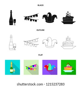 Vector design of party and birthday logo. Set of party and celebration stock symbol for web.