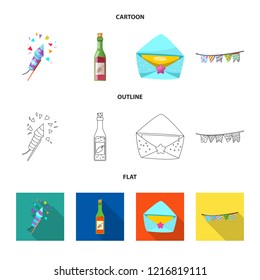 Vector design of party and birthday logo. Collection of party and celebration stock symbol for web.