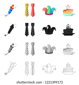 Vector design of party and birthday logo. Set of party and celebration stock symbol for web.