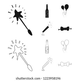 Vector design of party and birthday logo. Set of party and celebration stock vector illustration.