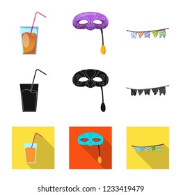 Vector design of party and birthday logo. Set of party and celebration vector icon for stock.