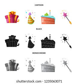 Vector design of party and birthday logo. Collection of party and celebration stock symbol for web.