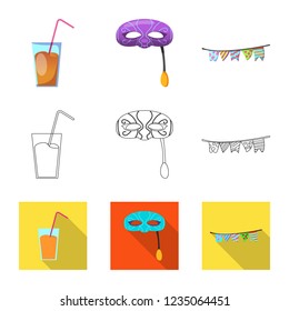 Vector design of party and birthday logo. Collection of party and celebration vector icon for stock.