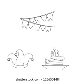 Vector design of party and birthday logo. Set of party and celebration stock vector illustration.