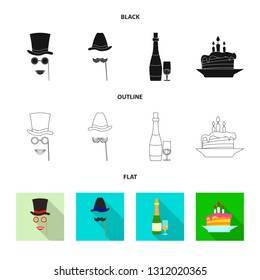 Vector design of party and birthday logo. Collection of party and celebration vector icon for stock.