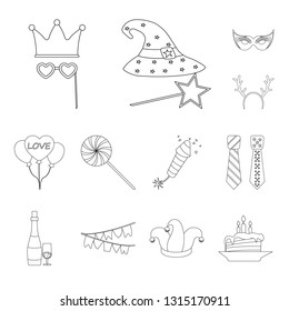 Vector design of party and birthday logo. Set of party and celebration vector icon for stock.