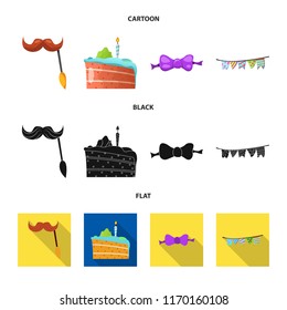 Vector design of party and birthday sign. Collection of party and celebration vector icon for stock.