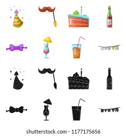 Vector design of party and birthday sign. Set of party and celebration vector icon for stock.